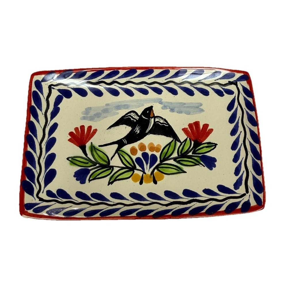 GTO Gorky Gonzalez Hand Painted Mexican Pottery Tray/Soap Dish Bird Floral